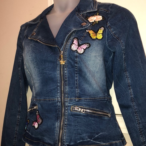 Inc Blue Jean Jacket Embroidered 
